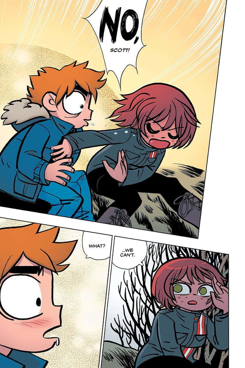 Scott Pilgrim, anime characters, comic panel, SD Phone Wallpaper