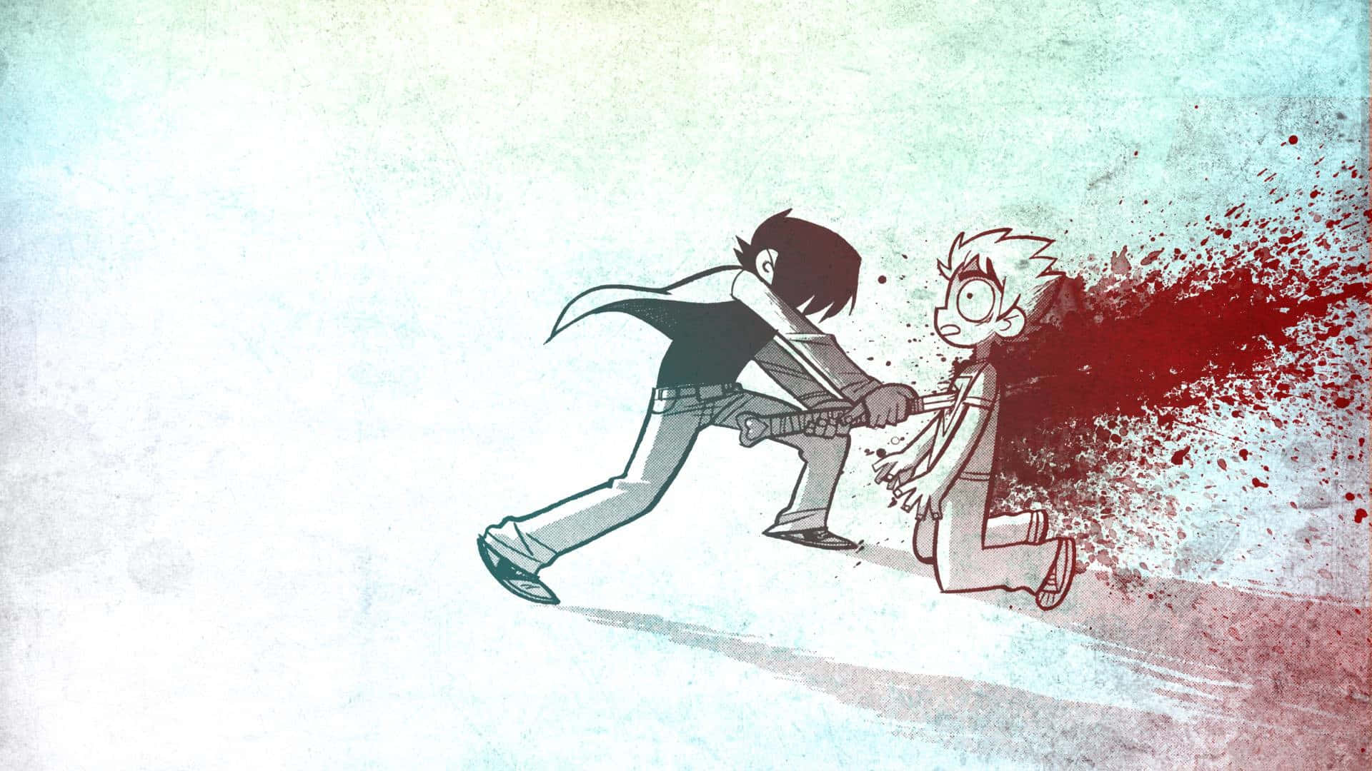 Scott Pilgrim, Blood, anime-style, Full HD Desktop Wallpaper