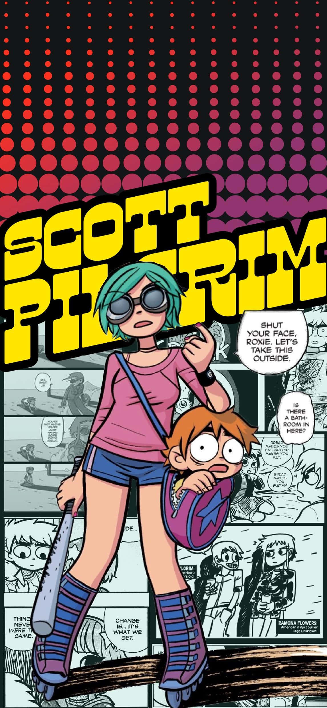 Scott Pilgrim, teal-haired girl, sunglasses, Full HD Phone Wallpaper