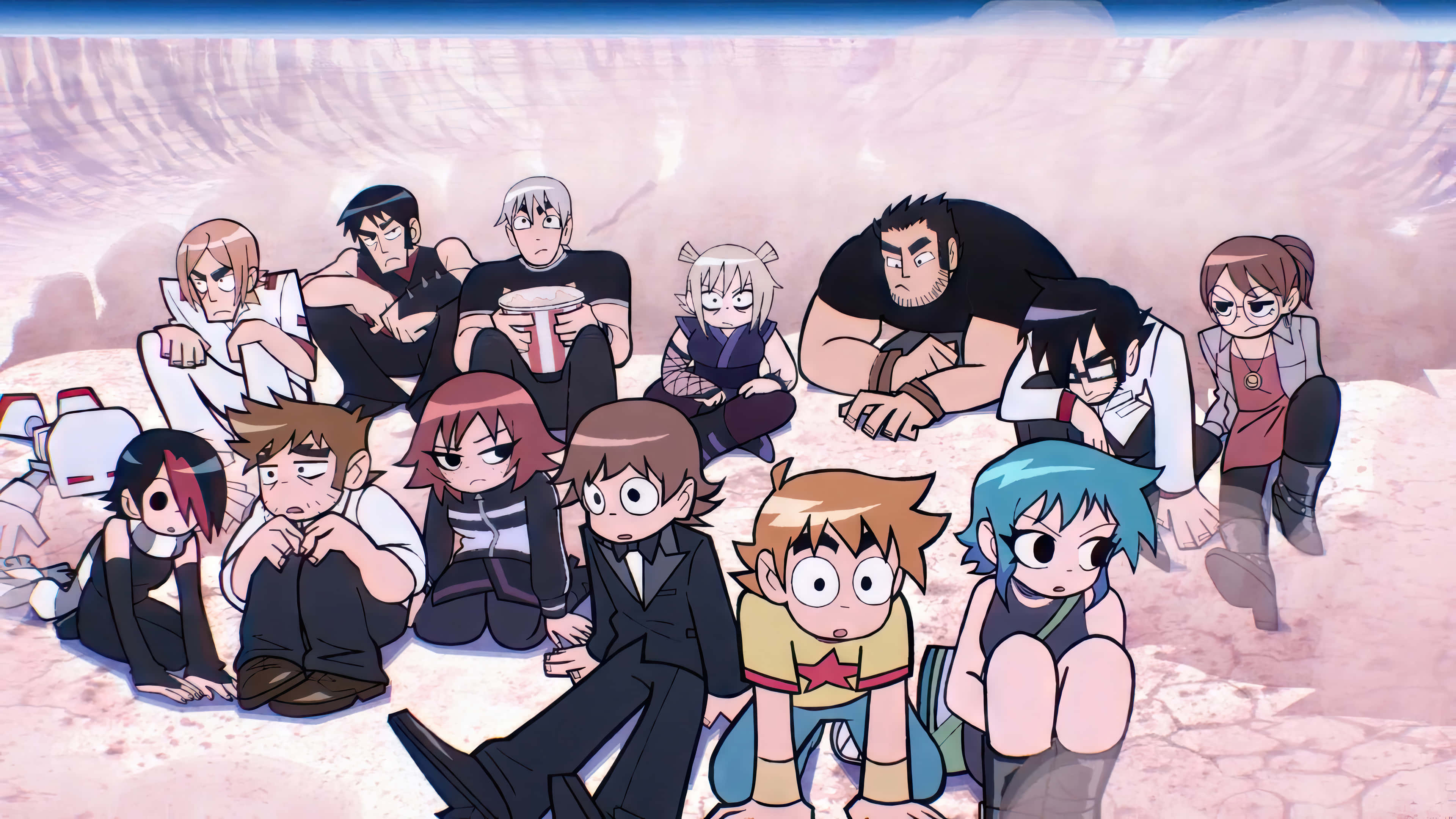 Scott Pilgrim, anime characters, dusty canyon, 4K Desktop Wallpaper