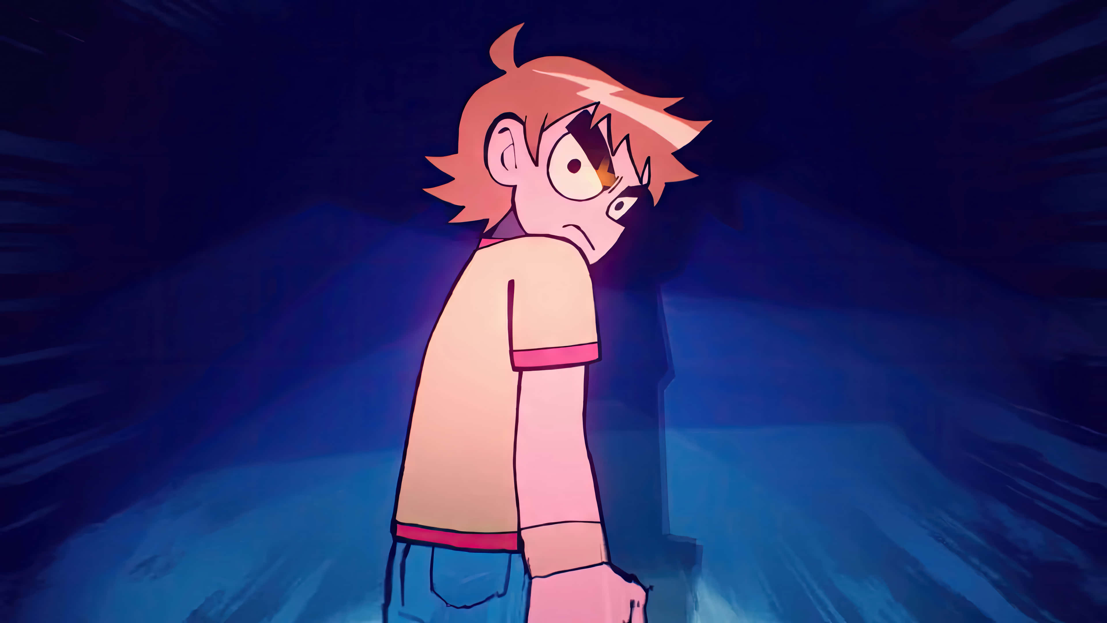 Scott Pilgrim, orange hair, worried expression, 4K Desktop Wallpaper