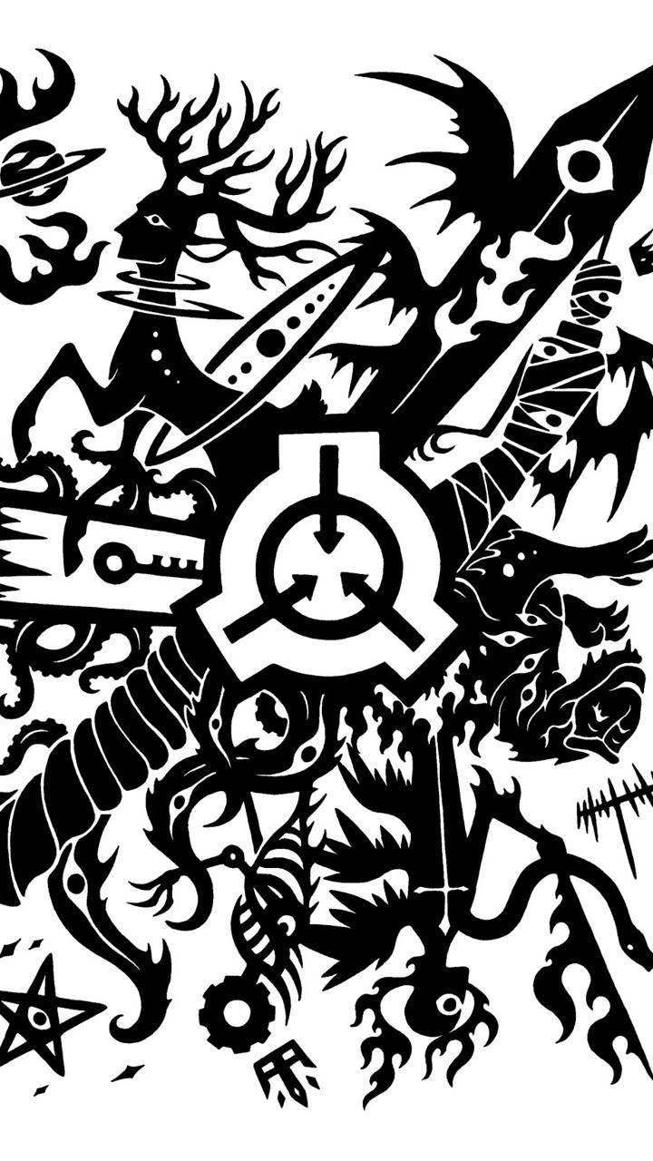 SCP, black tattoo style, central symbol, HD Phone Wallpaper