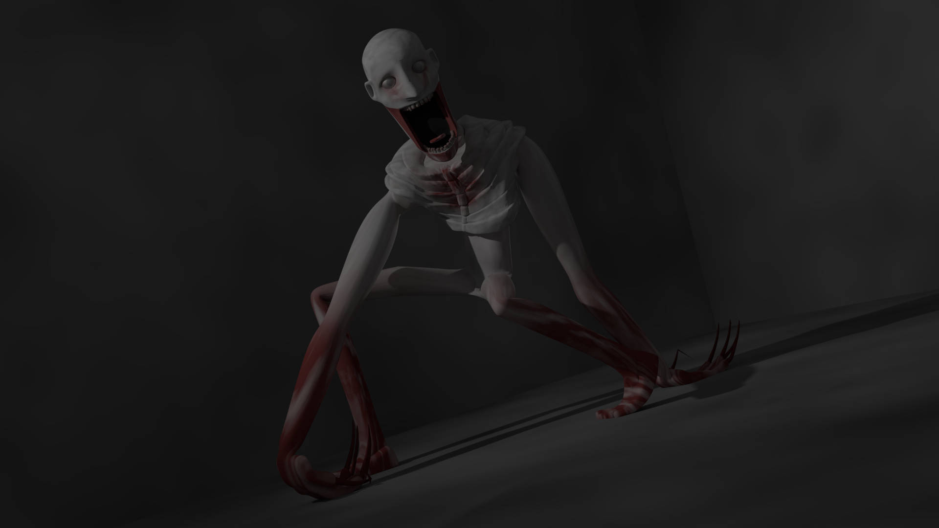 SCP 096, monster, grotesque pale humanoid creature, Full HD Desktop Wallpaper