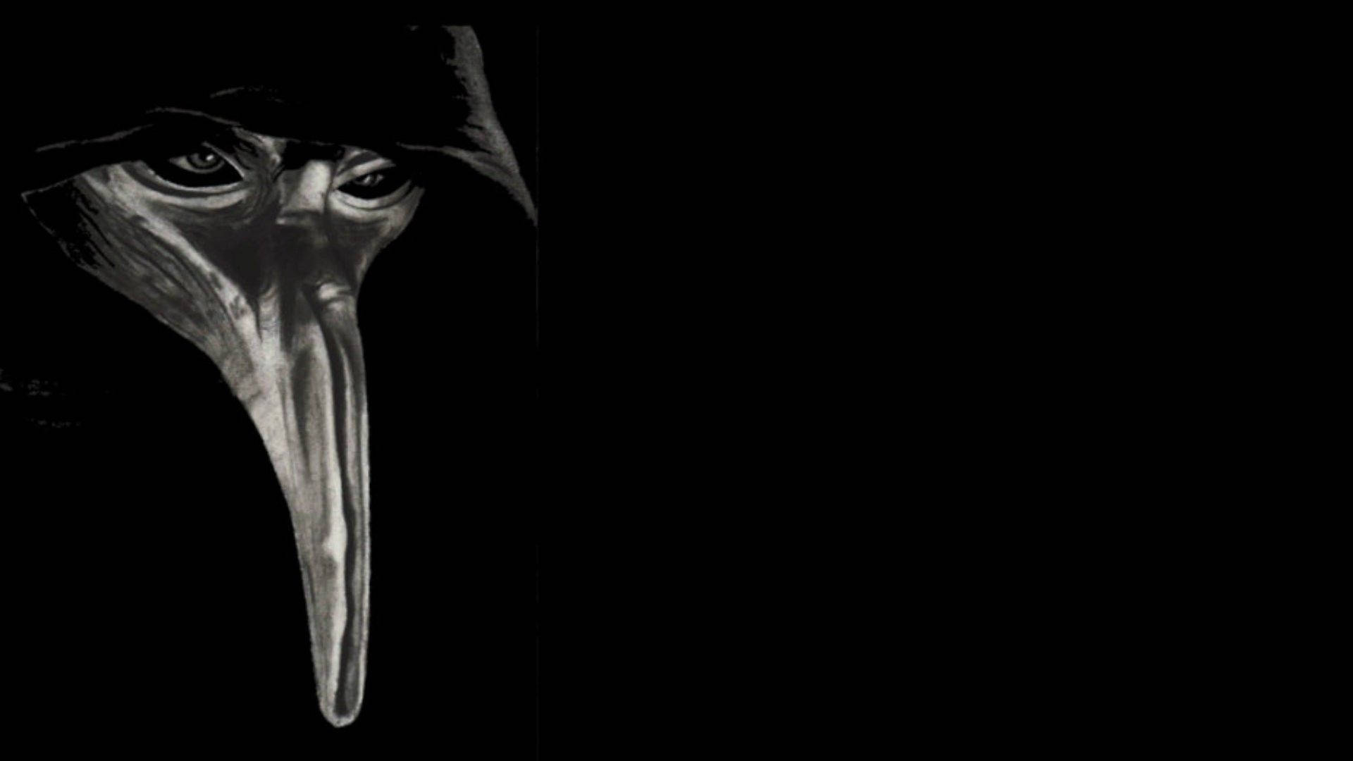 plague doctor mask, long beak, piercing eyes, Full HD Desktop Wallpaper
