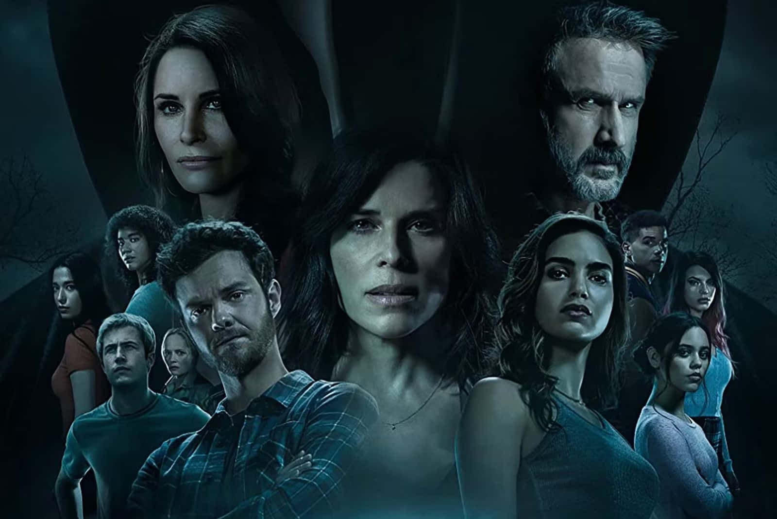 Scream 6, cast promotional poster, eerie blue lighting, HD Desktop Wallpaper