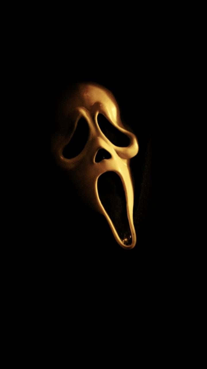 Scream Ghostface, white ghost mask, glowing golden scream mask, HD Phone Wallpaper