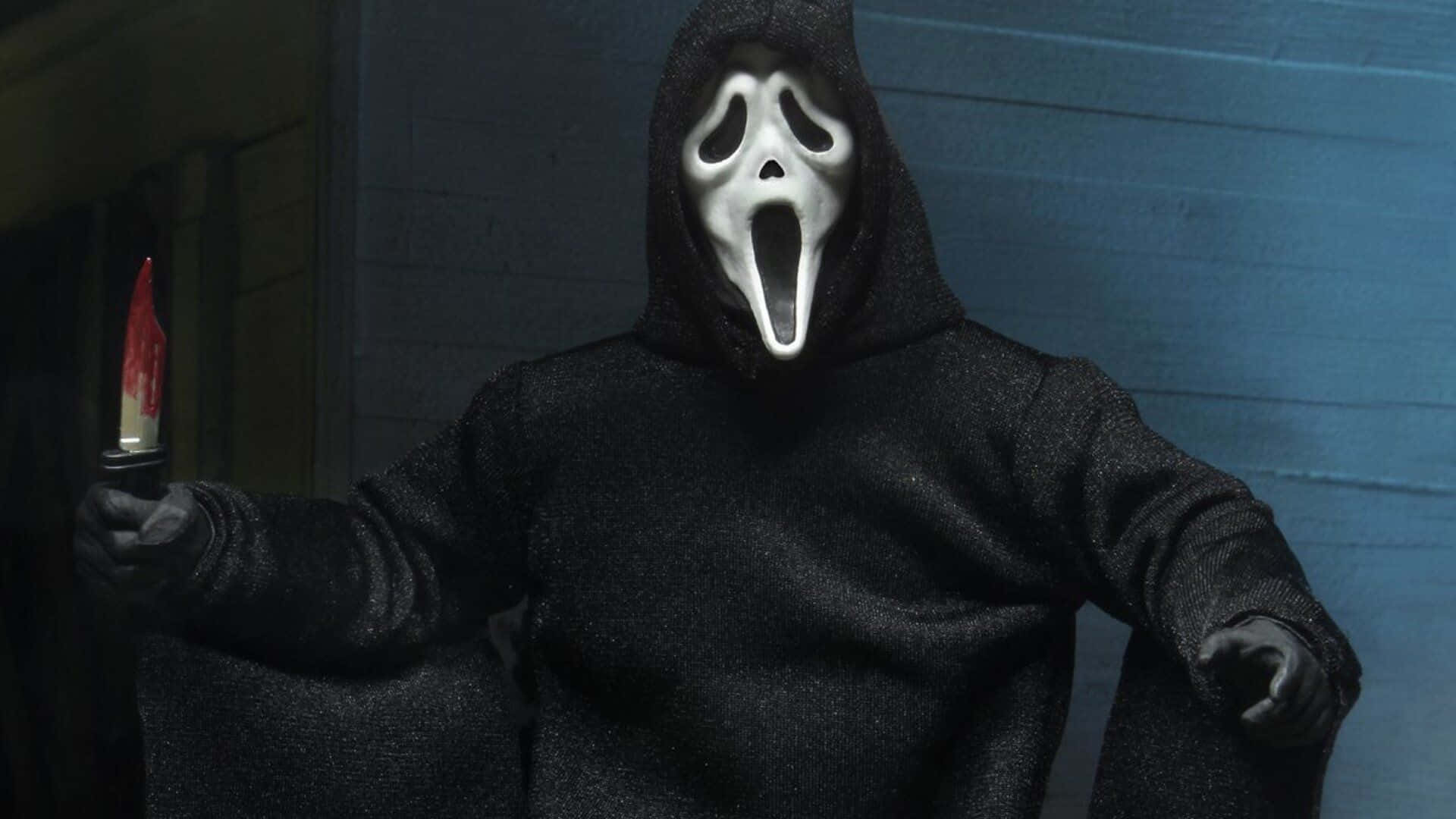 Scream Ghostface, black hoodie, white ghost mask, Full HD Desktop Wallpaper