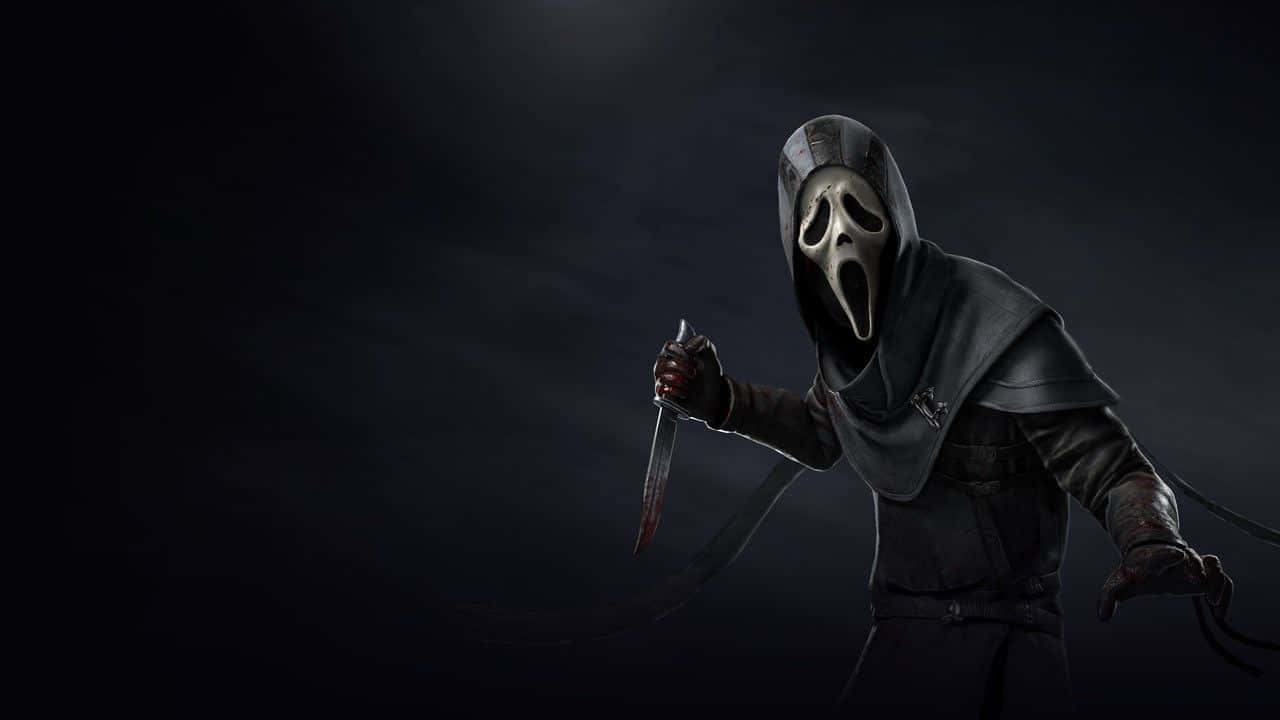 Scream Ghostface, white ghostface mask, bloodied knife, HD Desktop Wallpaper