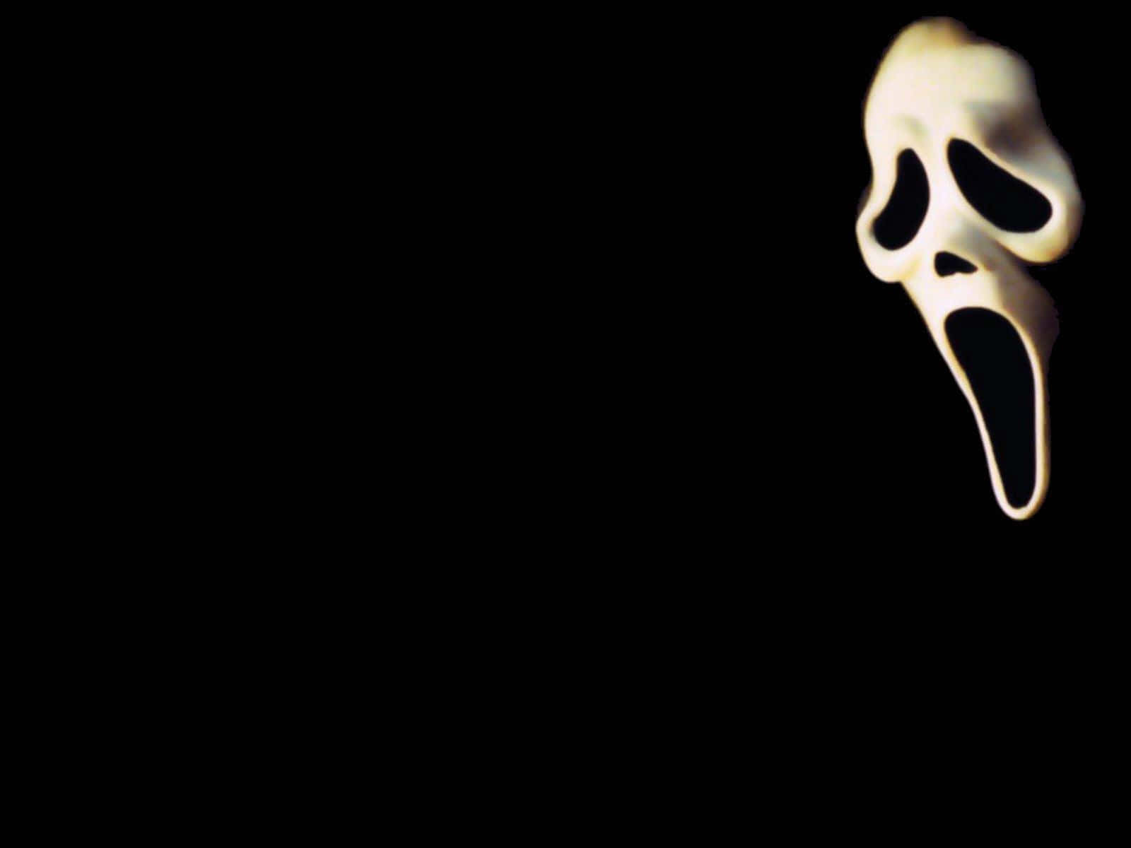Scream Ghostface, glowing white ghost mask, wide black eye holes, HD Desktop Wallpaper