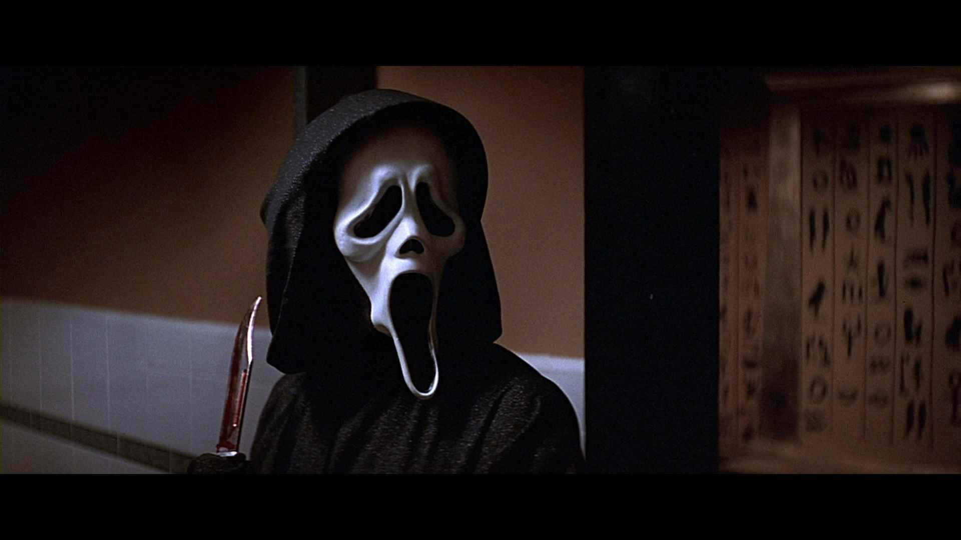 Scream Ghostface, white ghost mask, black hood, Full HD Desktop Wallpaper