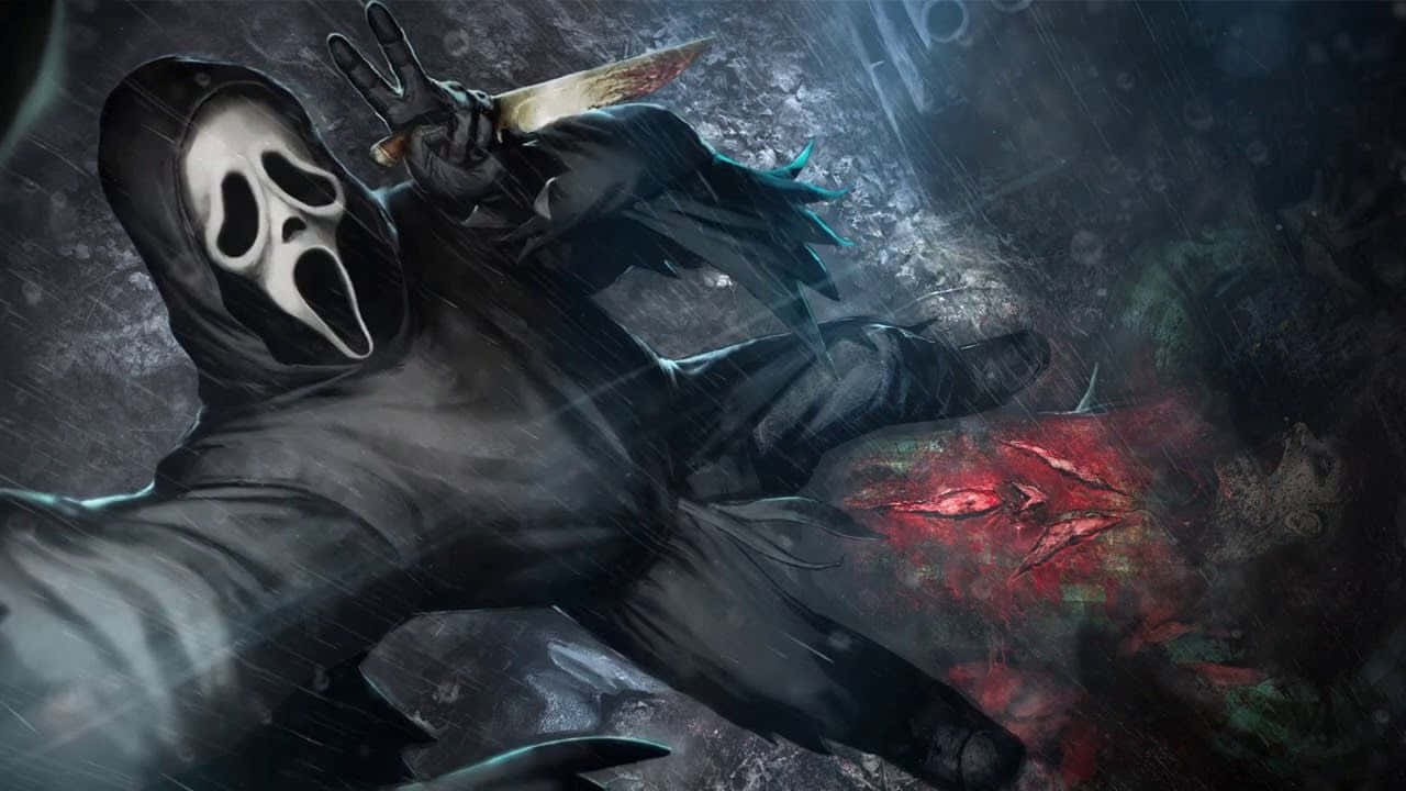 Scream Ghostface, white screaming mask, bloodied knife, HD Desktop Wallpaper