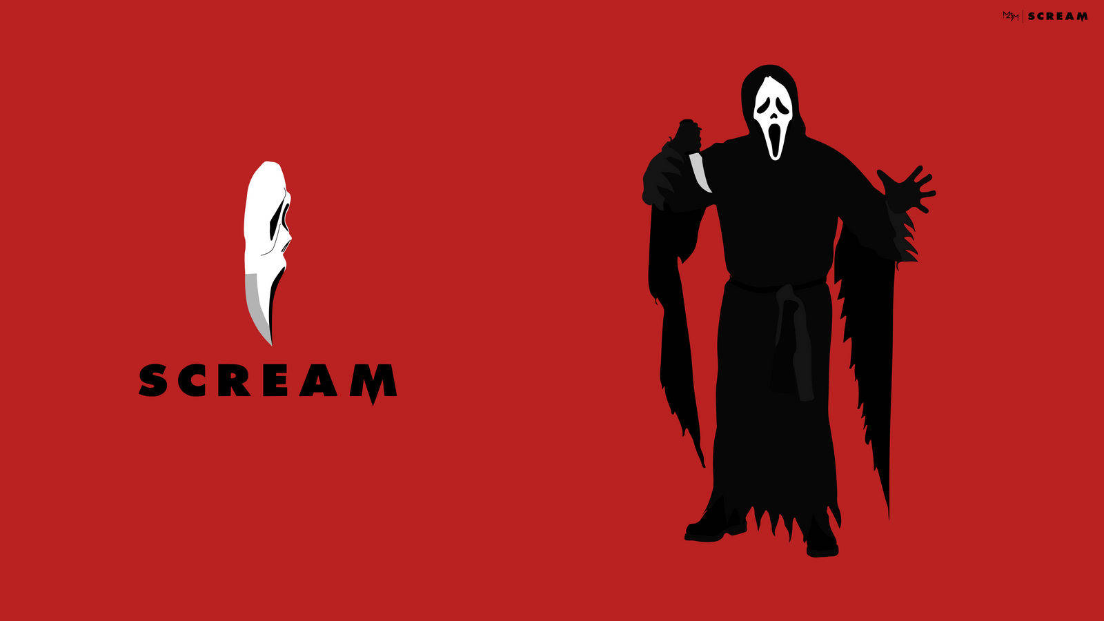 Scream Ghostface, white mask, black robe, HD Desktop Wallpaper