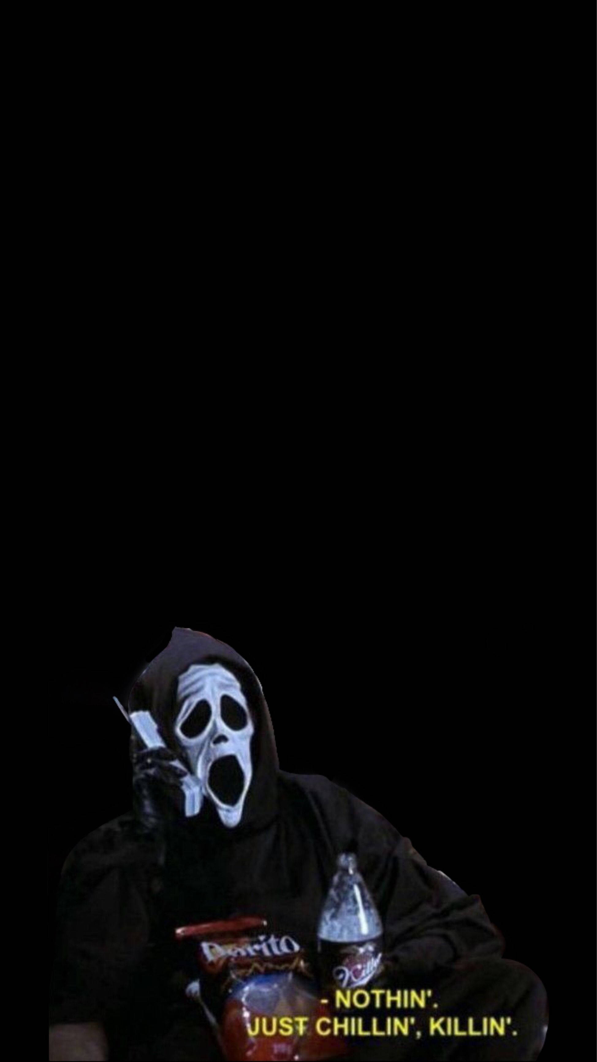 Ghostface, Scream, black background, 2K Phone Wallpaper