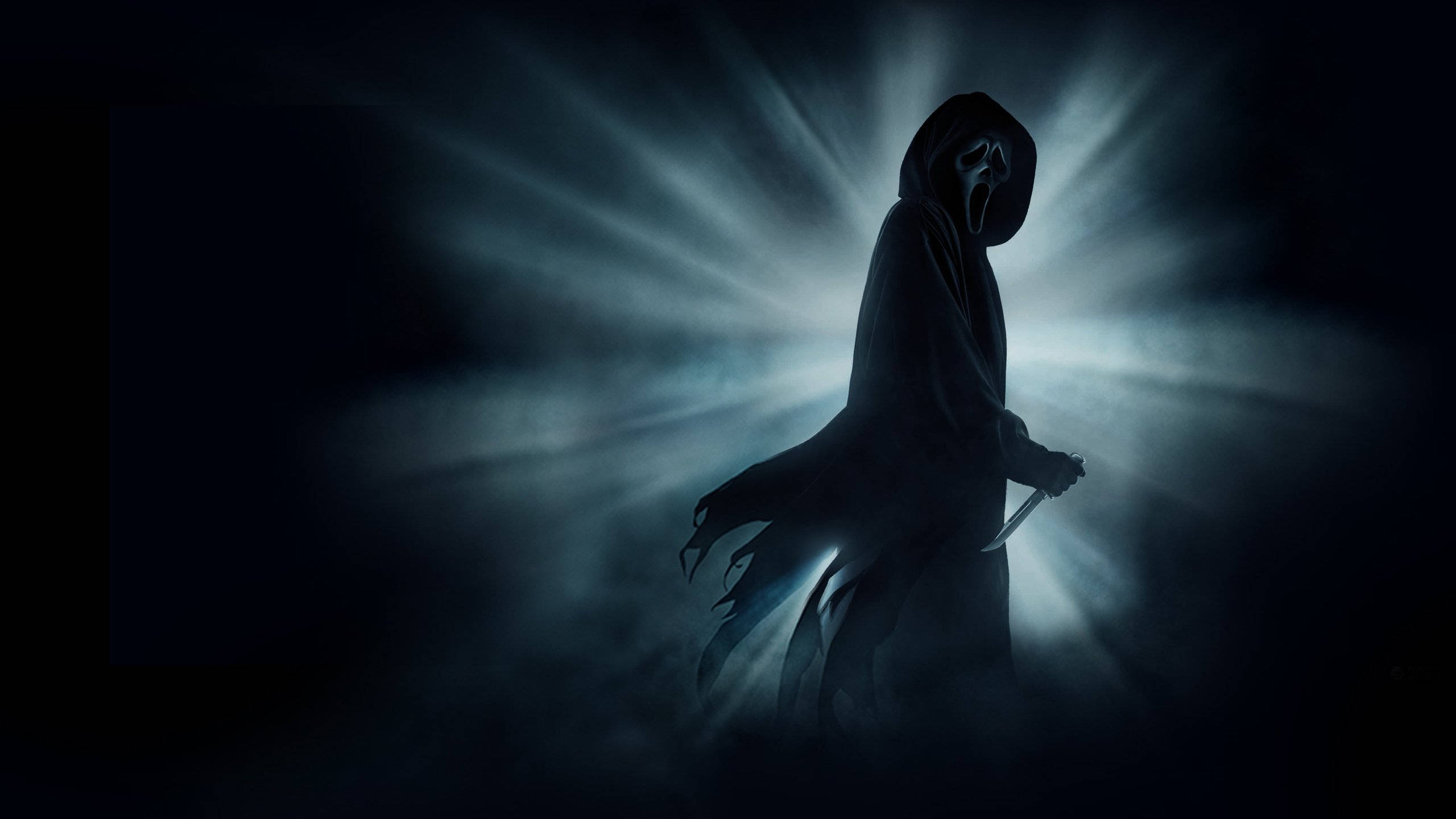 Scream 4, Ghostface, hooded figure, 2K Desktop Wallpaper