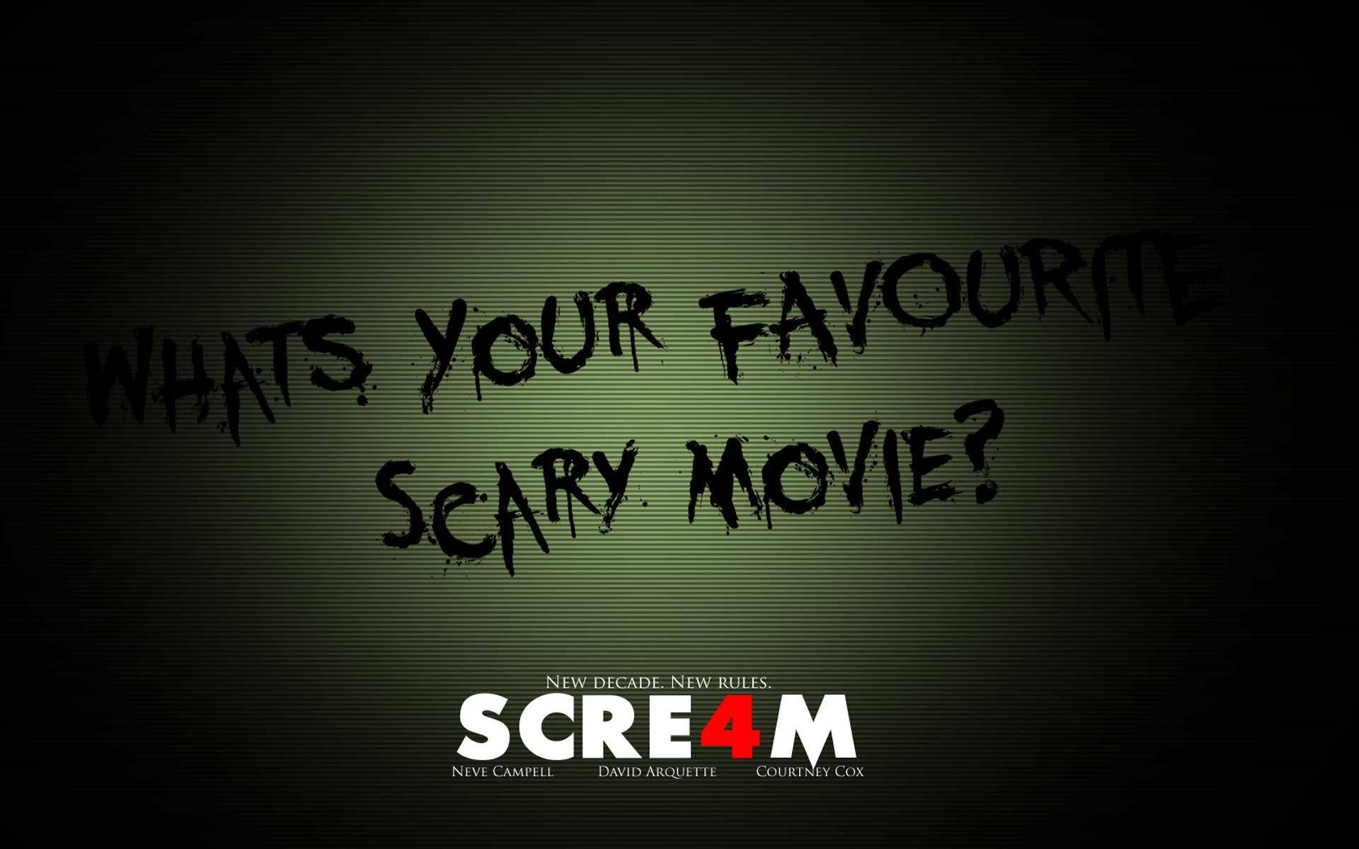 Scream 4, dark green textured background, graffiti-style text, Full HD Desktop Wallpaper