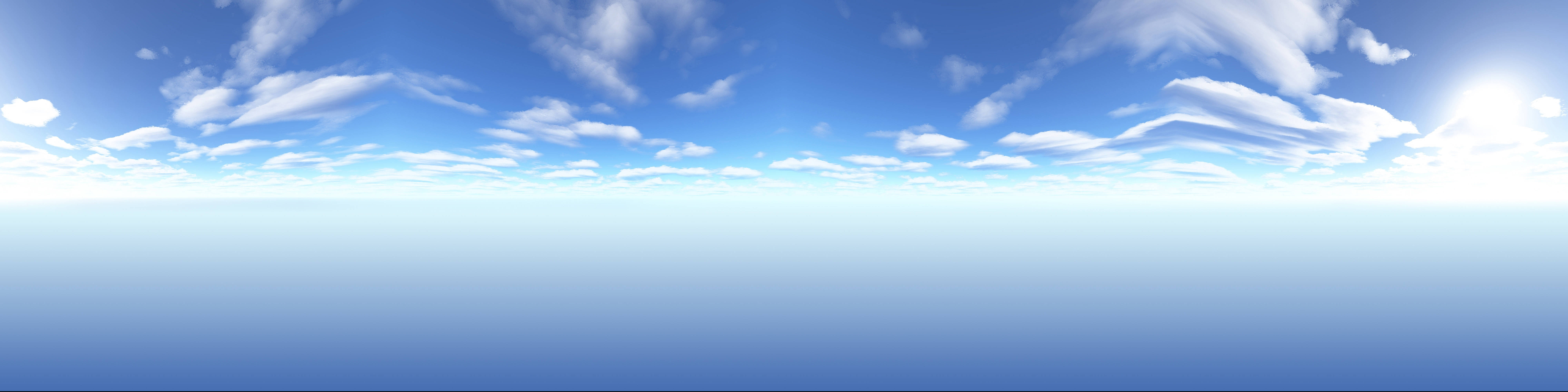 4K Dual Monitor Screen, blue sky, fluffy white clouds, 8K Desktop Wallpaper