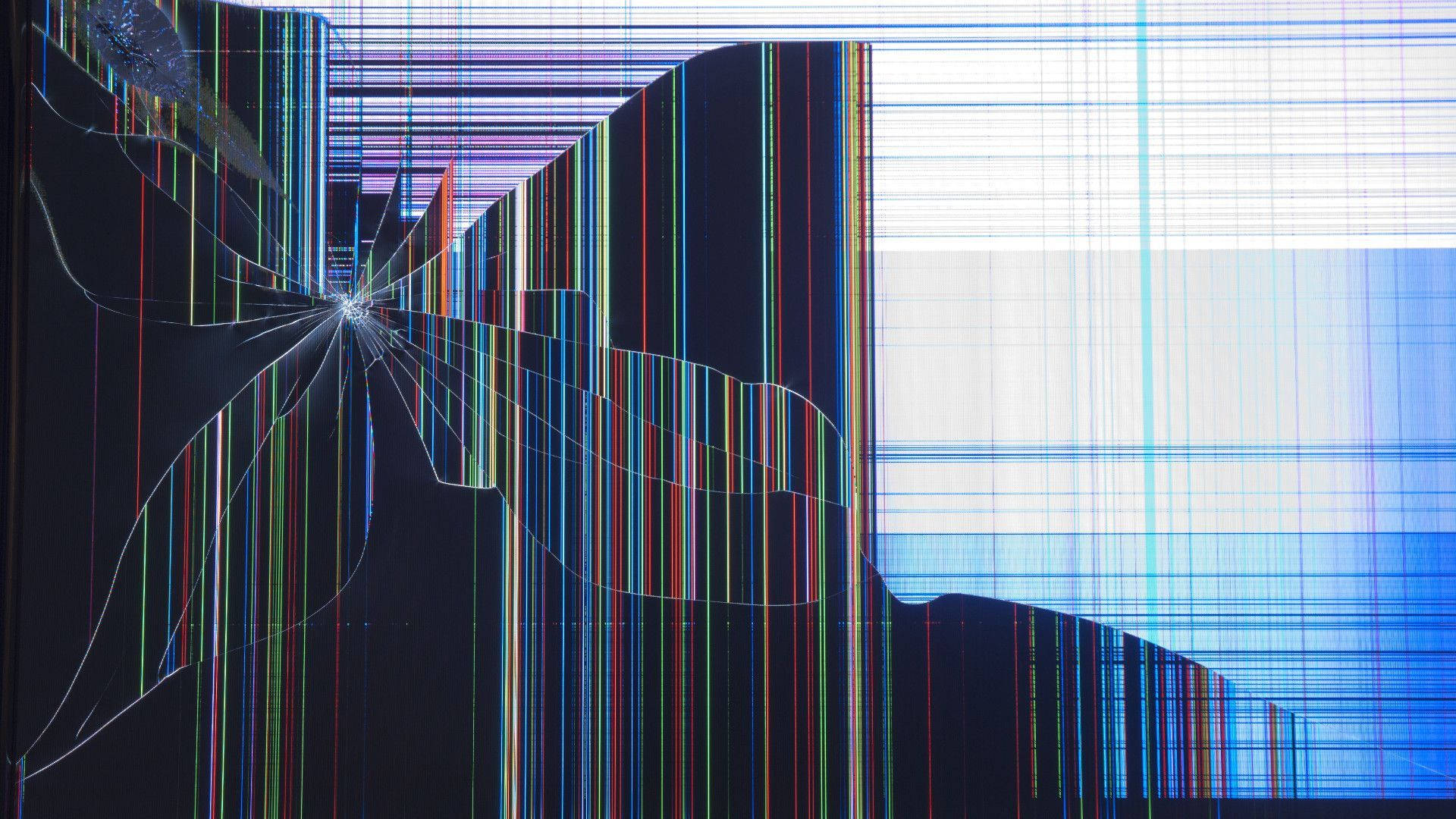 broken screen lines, shattered screen, vibrant vertical color bars, Full HD Desktop Wallpaper