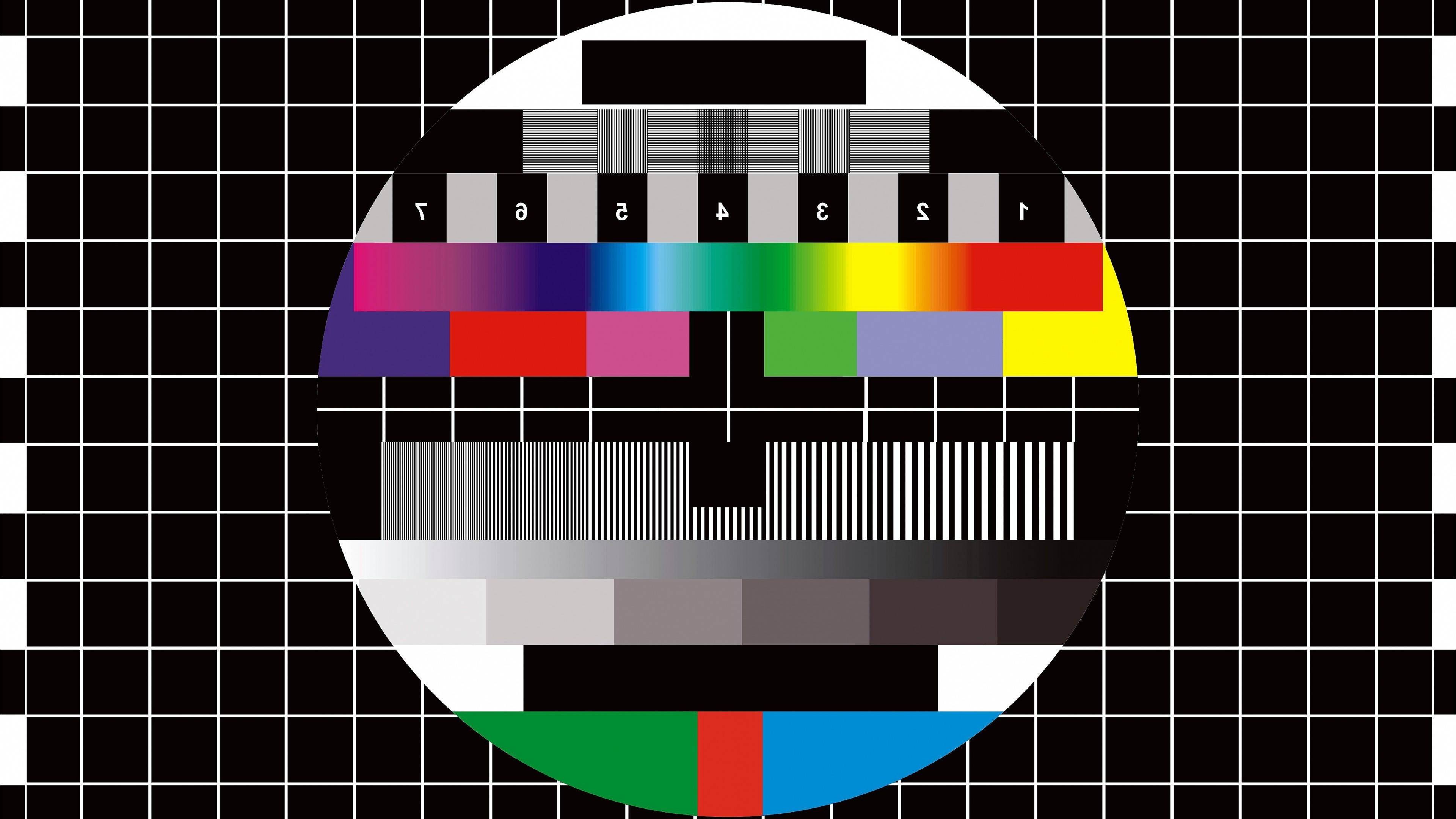 circular television test pattern, color bars, grayscale gradients, 4K Desktop Wallpaper