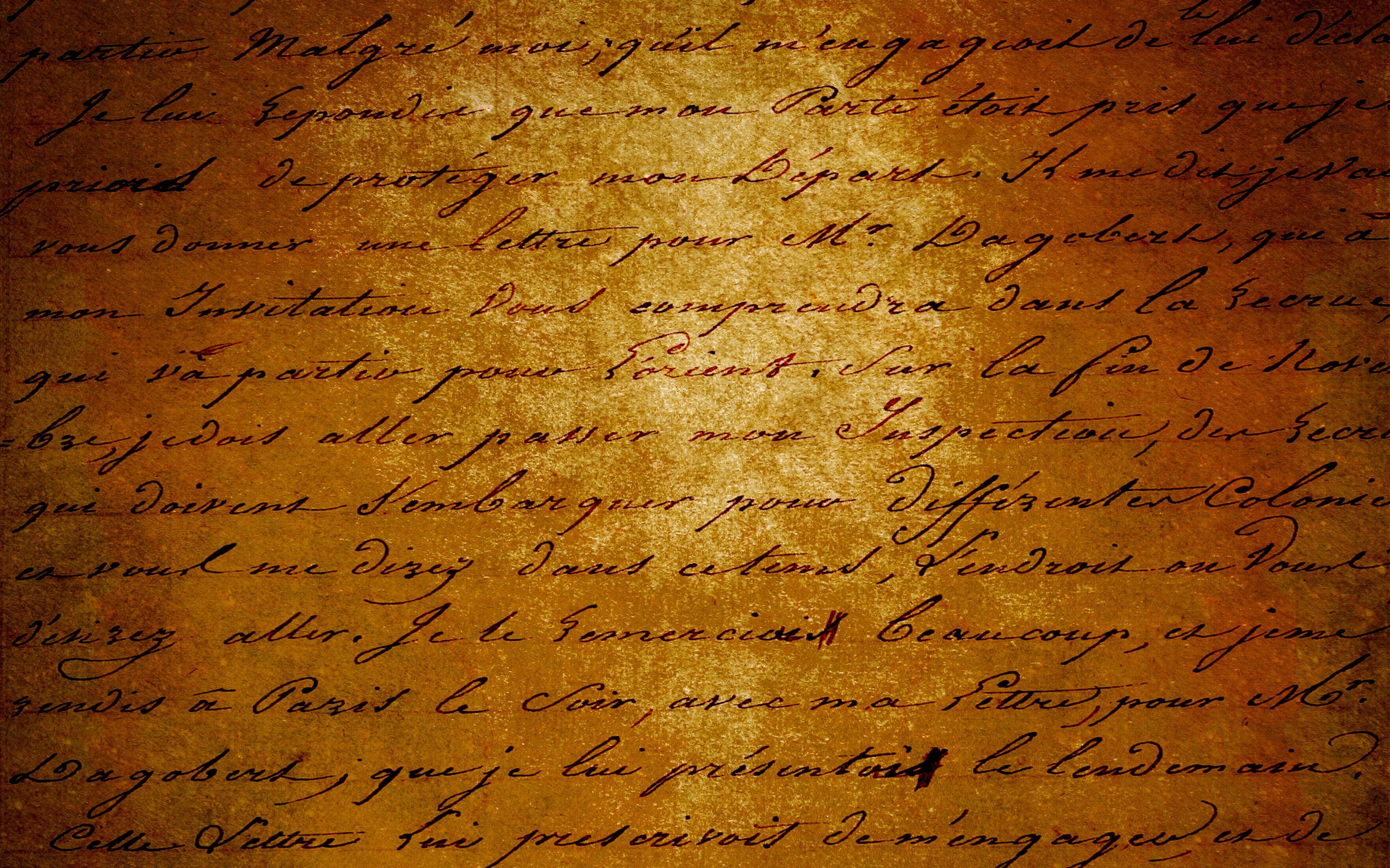 French calligraphy, elegant cursive, aged parchment, 2K Desktop Wallpaper