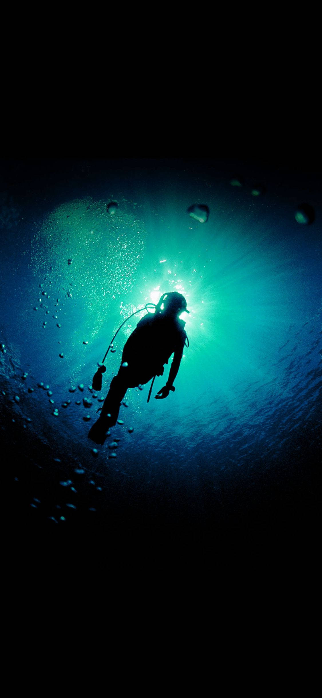scuba diving, beam of light, sunlight, Full HD Phone Wallpaper