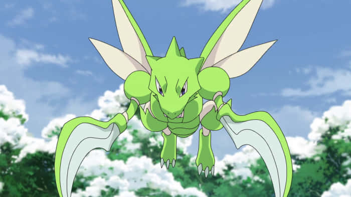 Scyther, green, large wings, SD Desktop Wallpaper