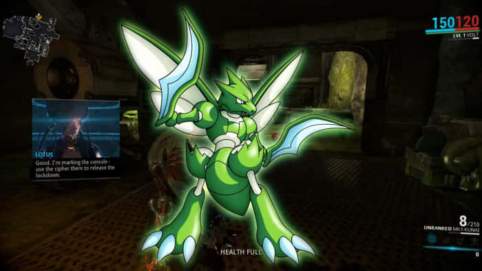 Scyther, glowing green, white wings, SD Desktop Wallpaper