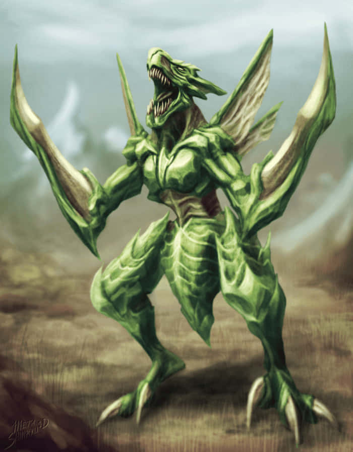 Scyther, green, wings, SD Phone Wallpaper