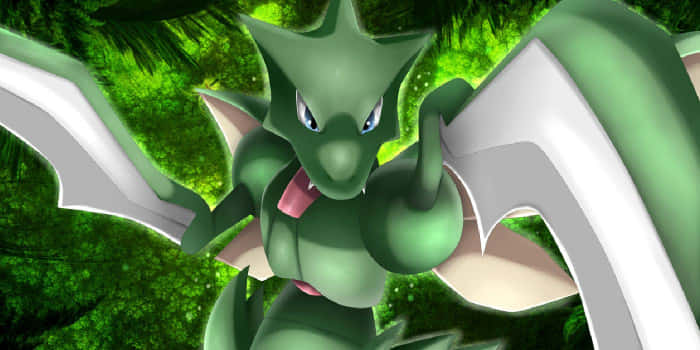 Scyther, blue eyes, green dragon-like, SD Desktop Wallpaper