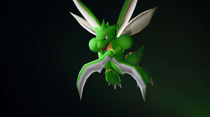 Scyther, green, white-tipped wings, SD Desktop Wallpaper