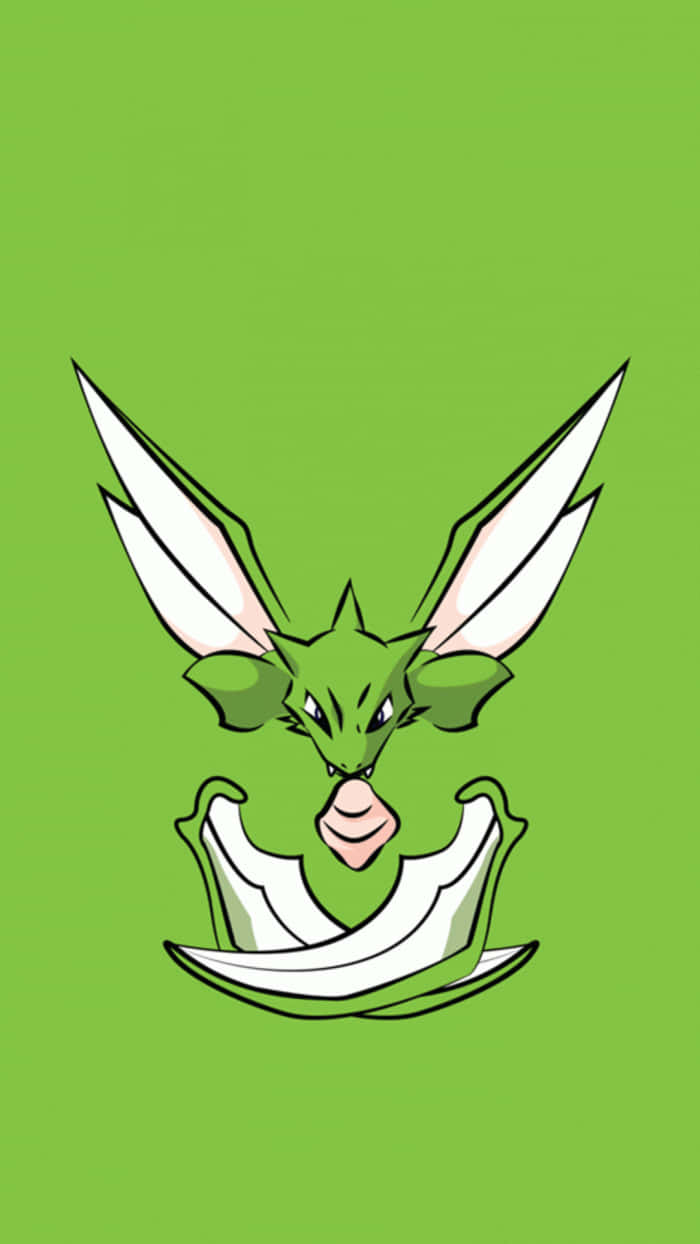 Scyther, green dragon, white wing-like ears, SD Phone Wallpaper