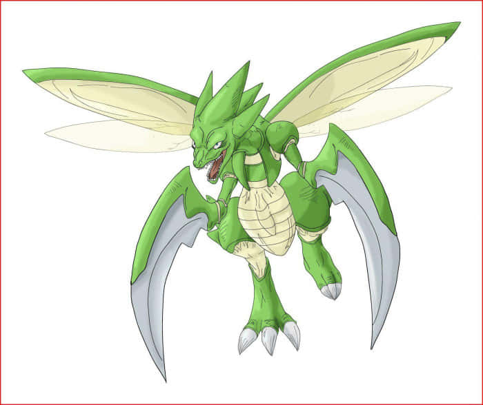Scyther, green, translucent wings, SD Desktop Wallpaper