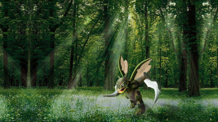 Scyther, green wings, sharp teeth, SD Desktop Wallpaper