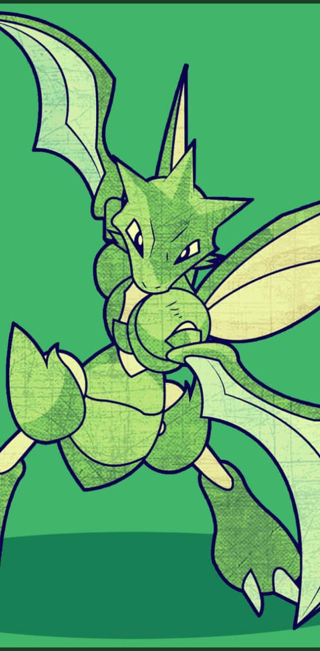 Scyther, green textured, dragon-like, HD Phone Wallpaper