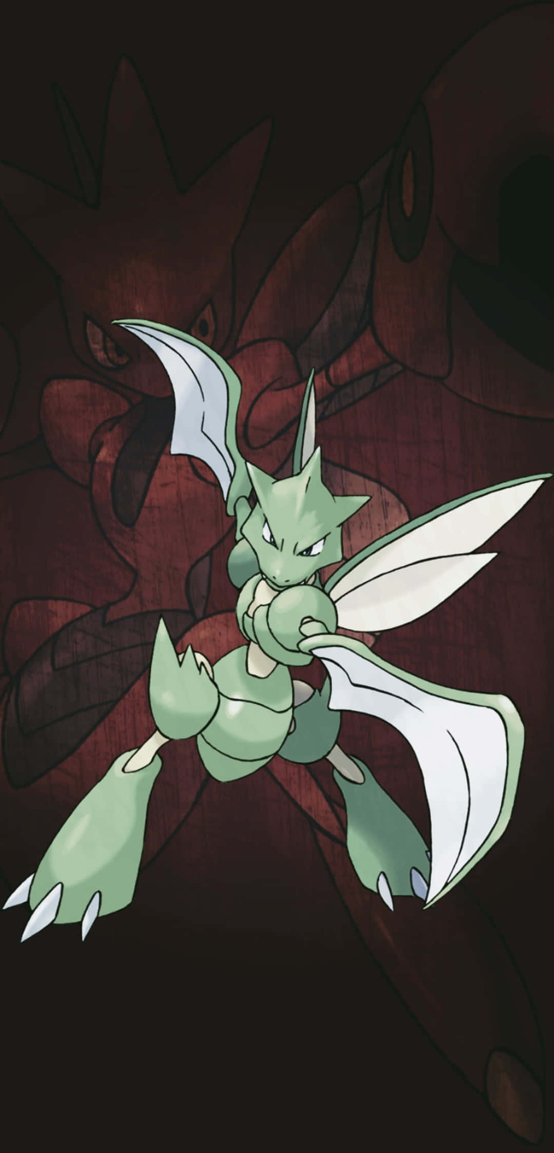 Scyther, green, red, Full HD Phone Wallpaper