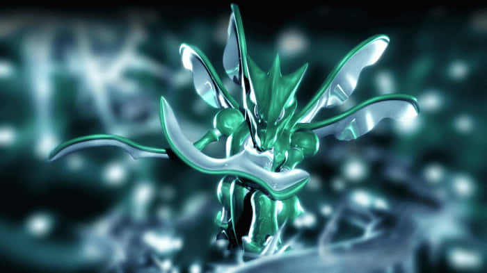 Scyther, glowing green, silver, SD Desktop Wallpaper