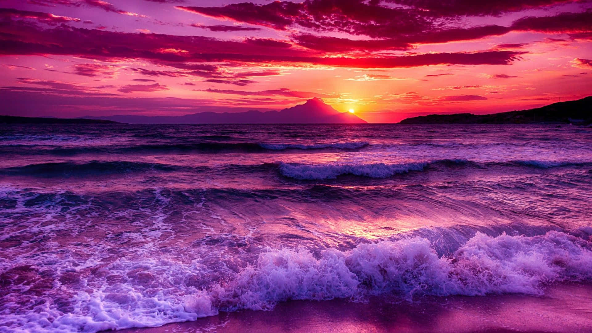 Sea Breeze, 1920 x 1080, vibrant purple and pink waves, Full HD Desktop Wallpaper