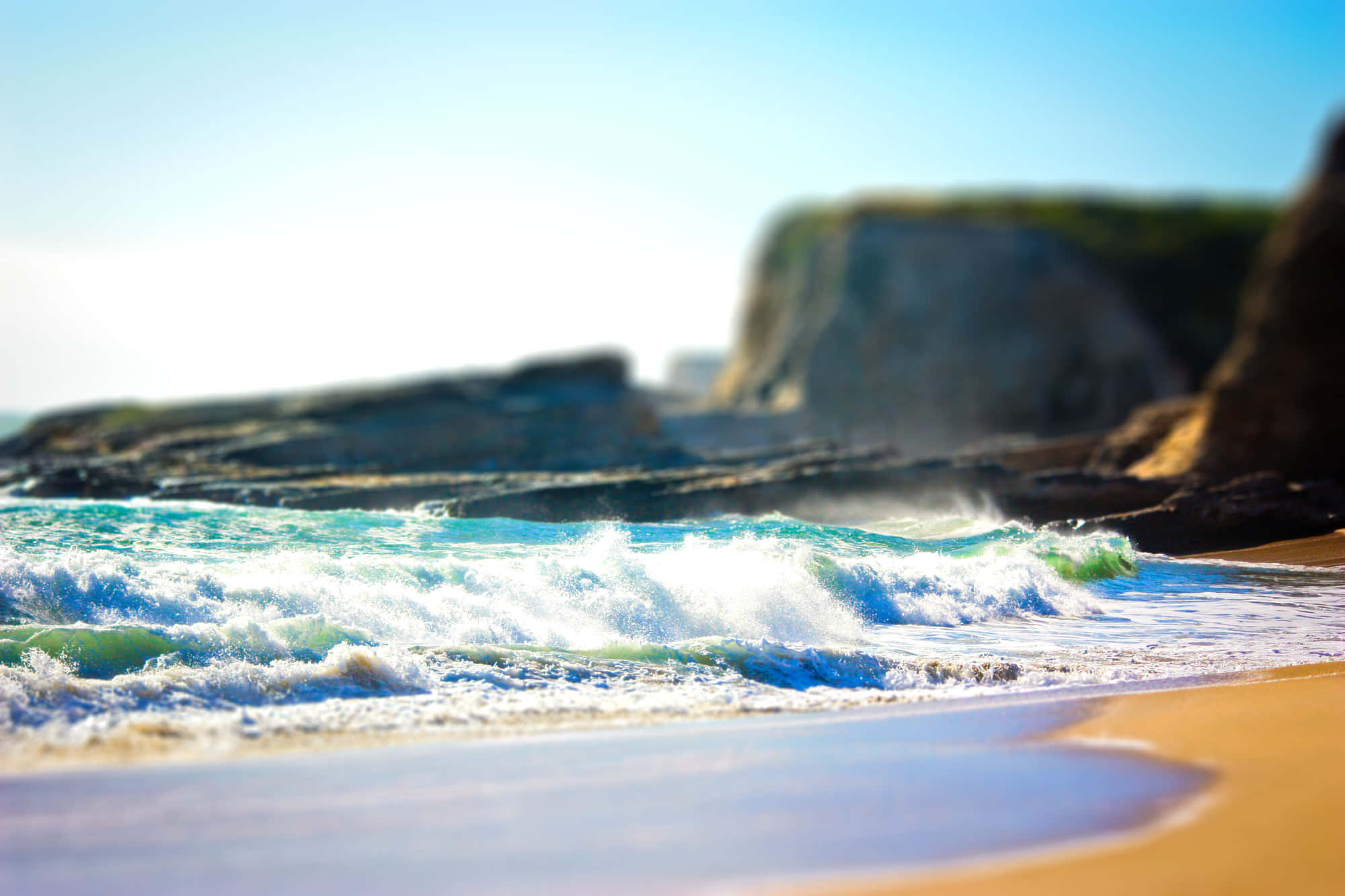 Sea Breeze, Sunset, turquoise waves, Full HD Desktop Wallpaper