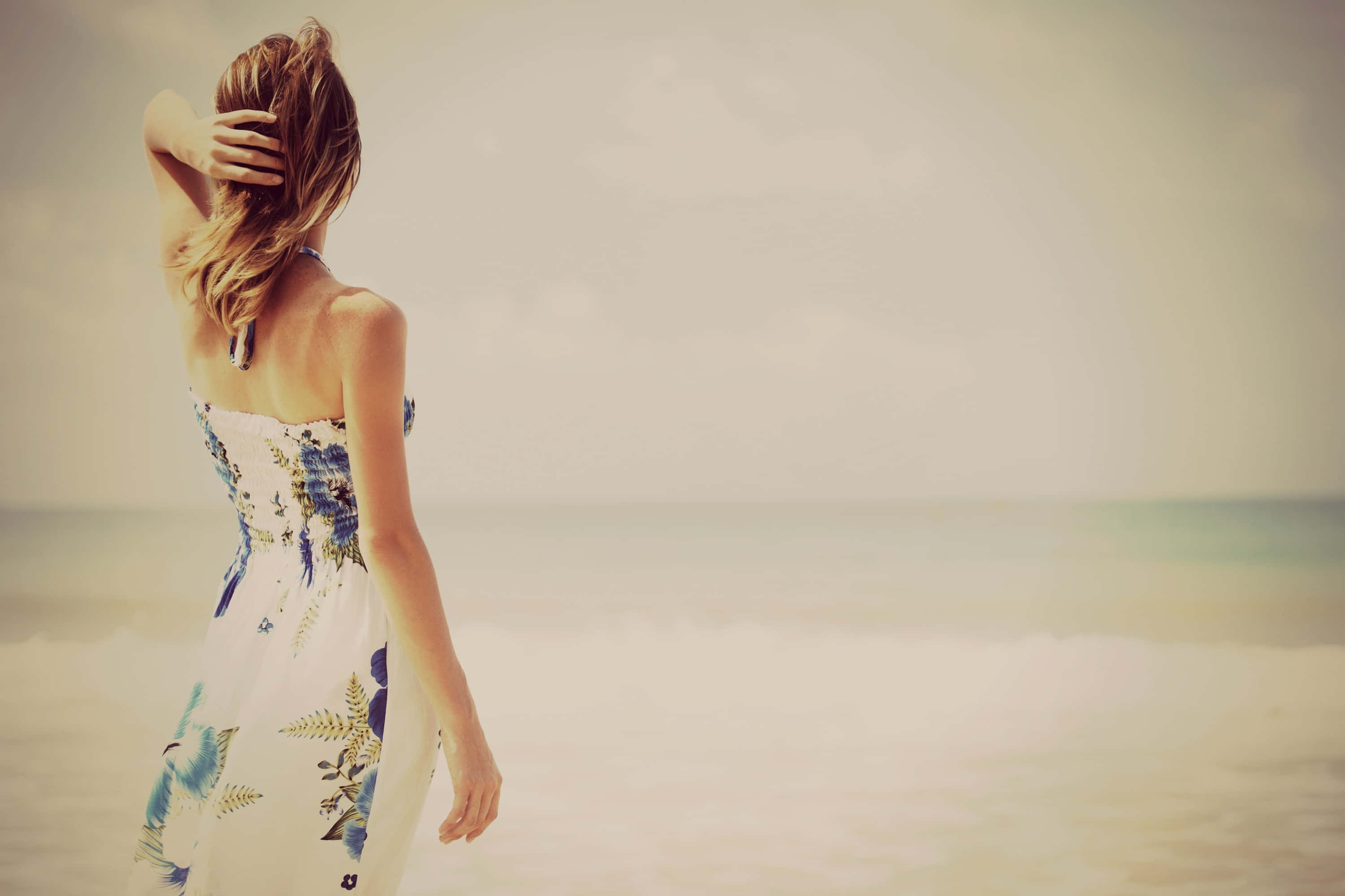 Sea Breeze 3000, 2000, floral dress, 2K Desktop Wallpaper