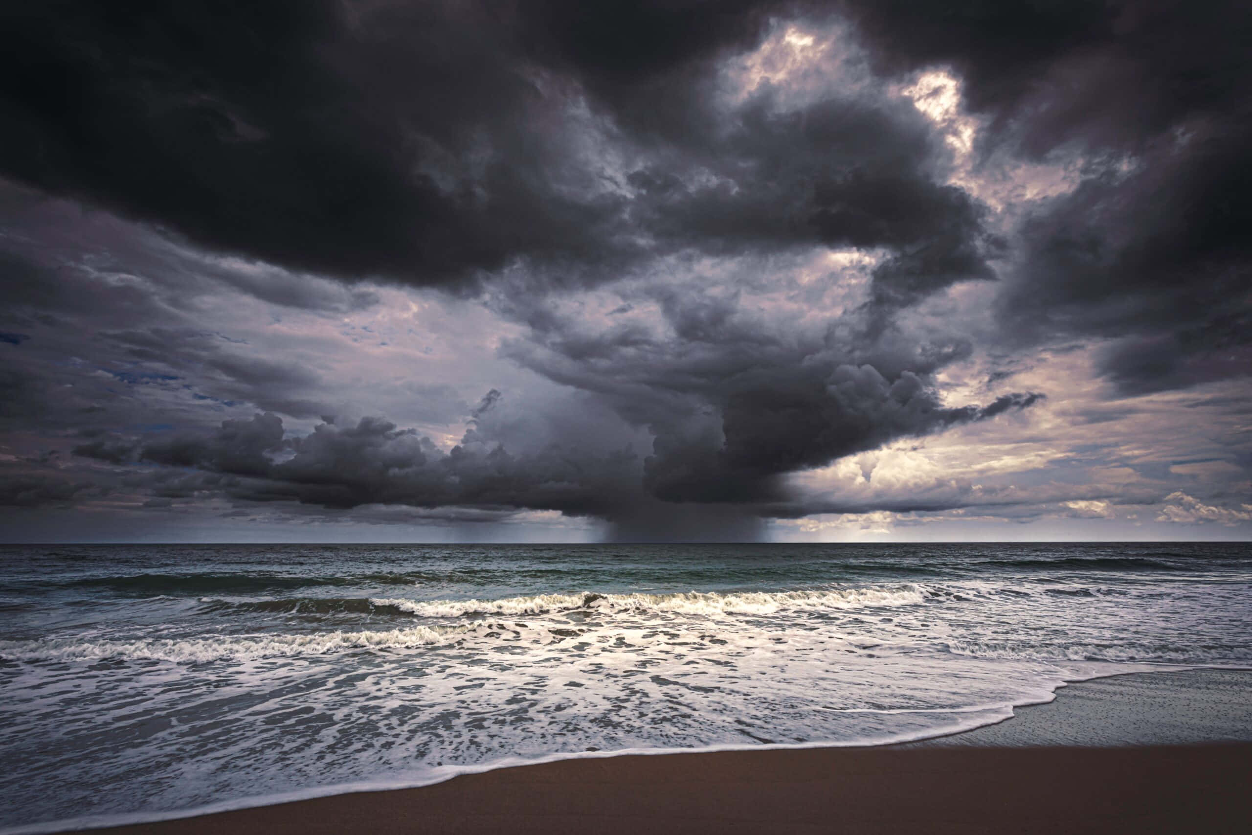 Sea Breeze, storm clouds, turbulent ocean, 2K Desktop Wallpaper
