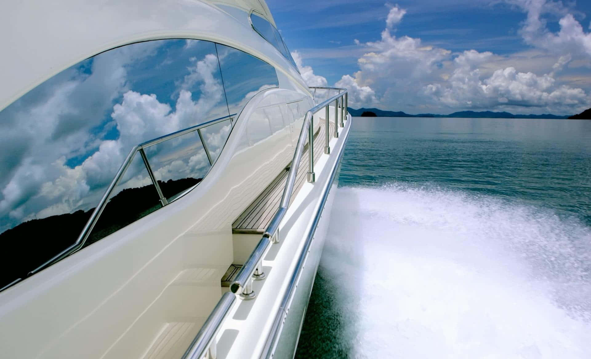 Sea Breeze, sleek white yacht, turquoise water, Full HD Desktop Wallpaper