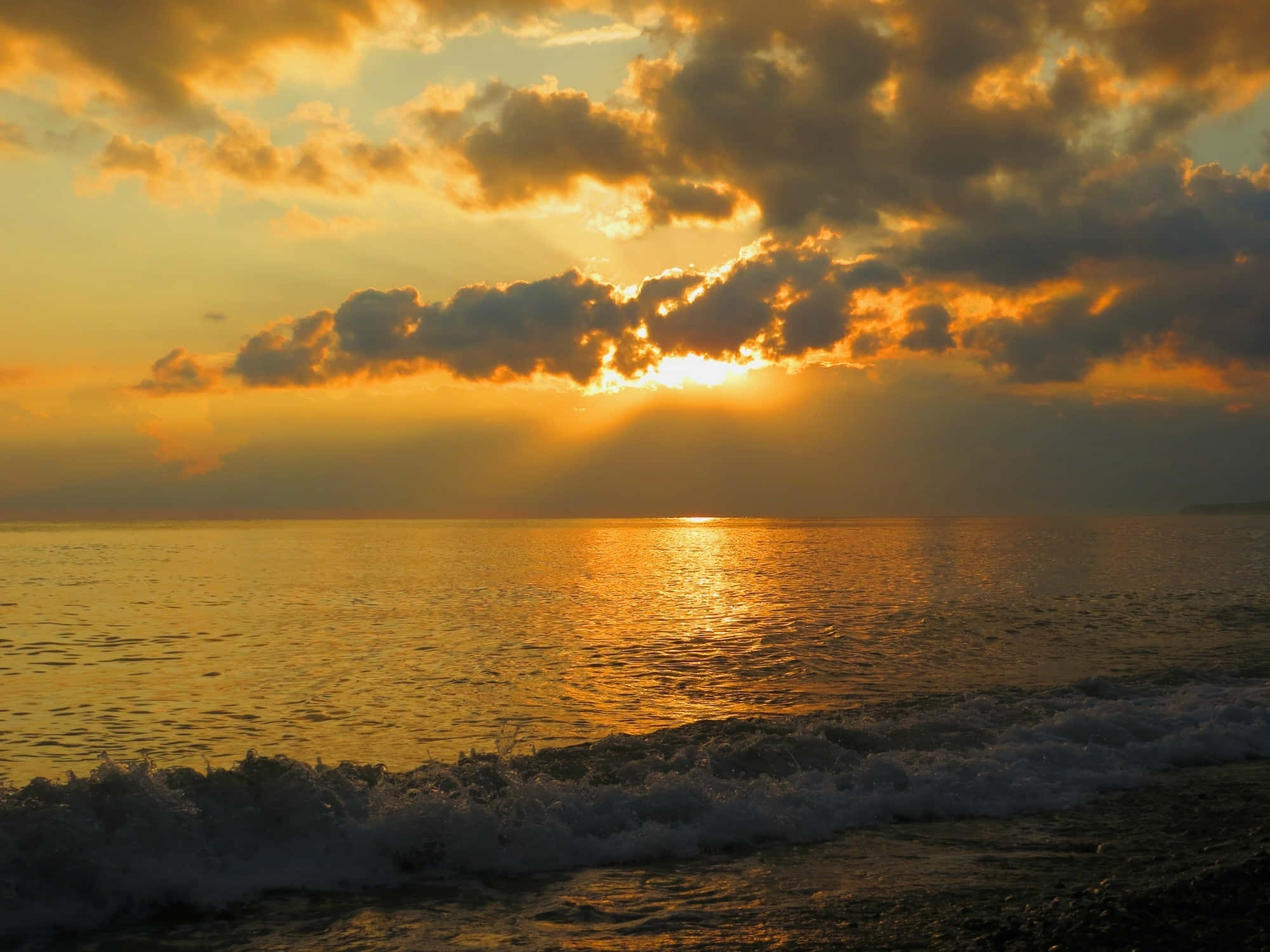 Sea Breeze, sunset, golden sun, Full HD Desktop Wallpaper