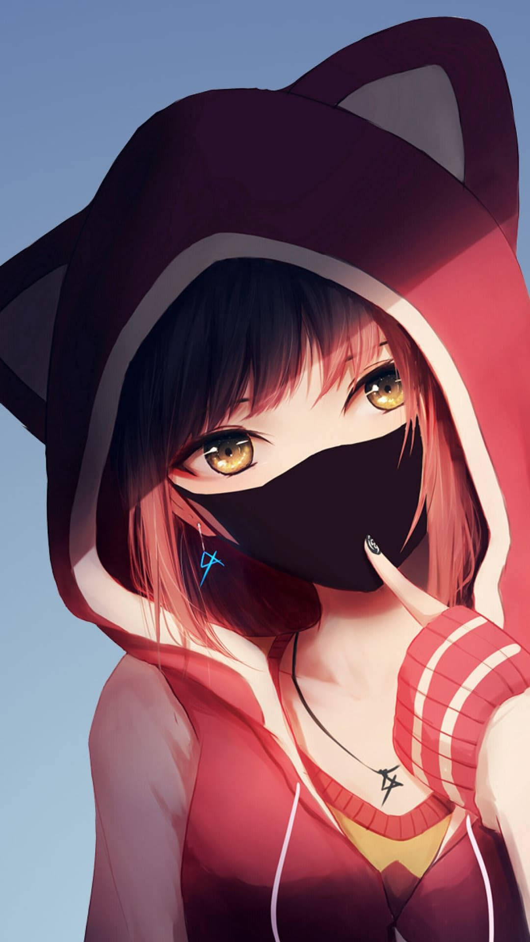 vibrant sunrise, serene sea, red hoodie, Full HD Phone Wallpaper