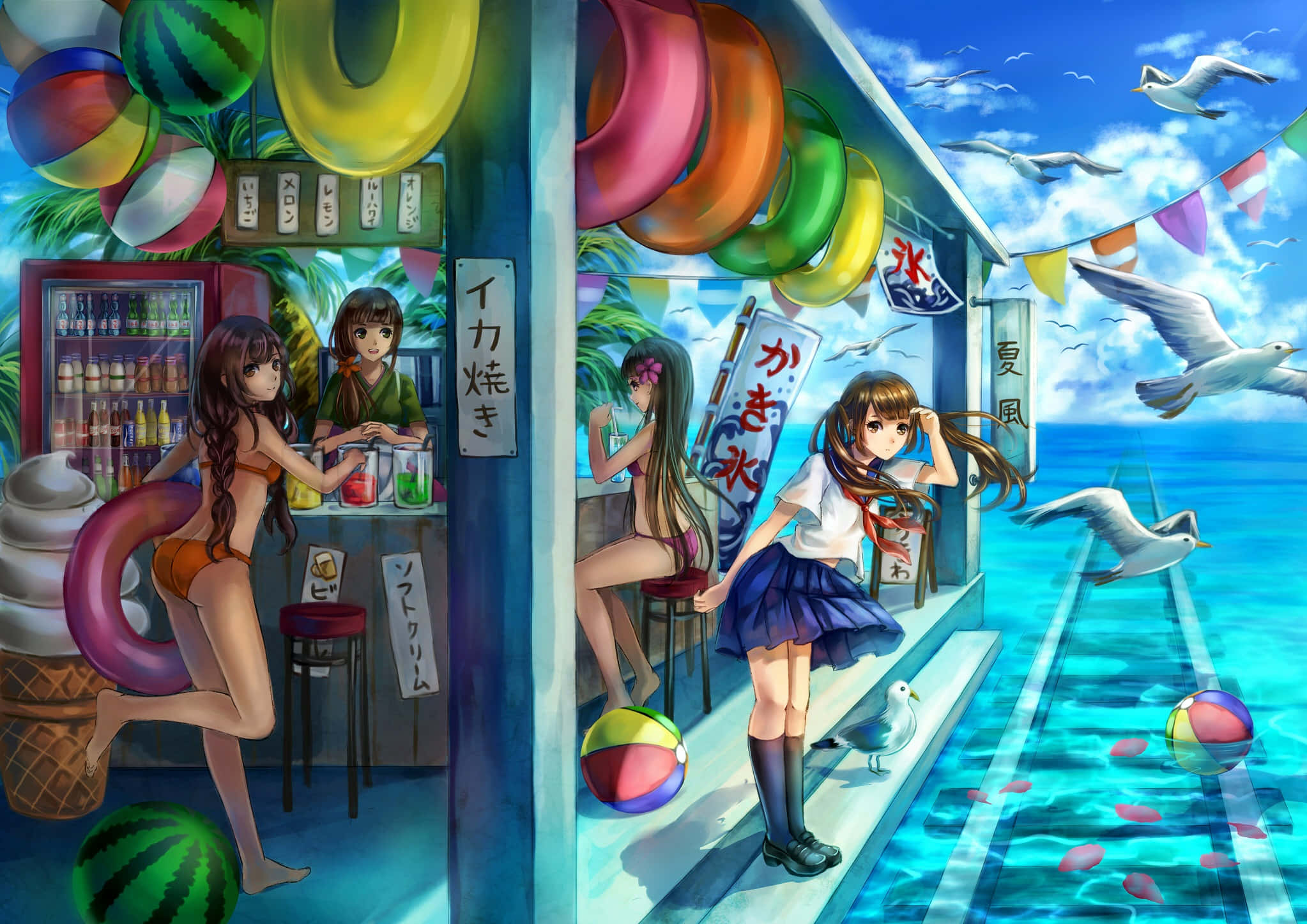 breeze 2046, scenic ocean, vibrant beachside stall, Full HD Desktop Wallpaper