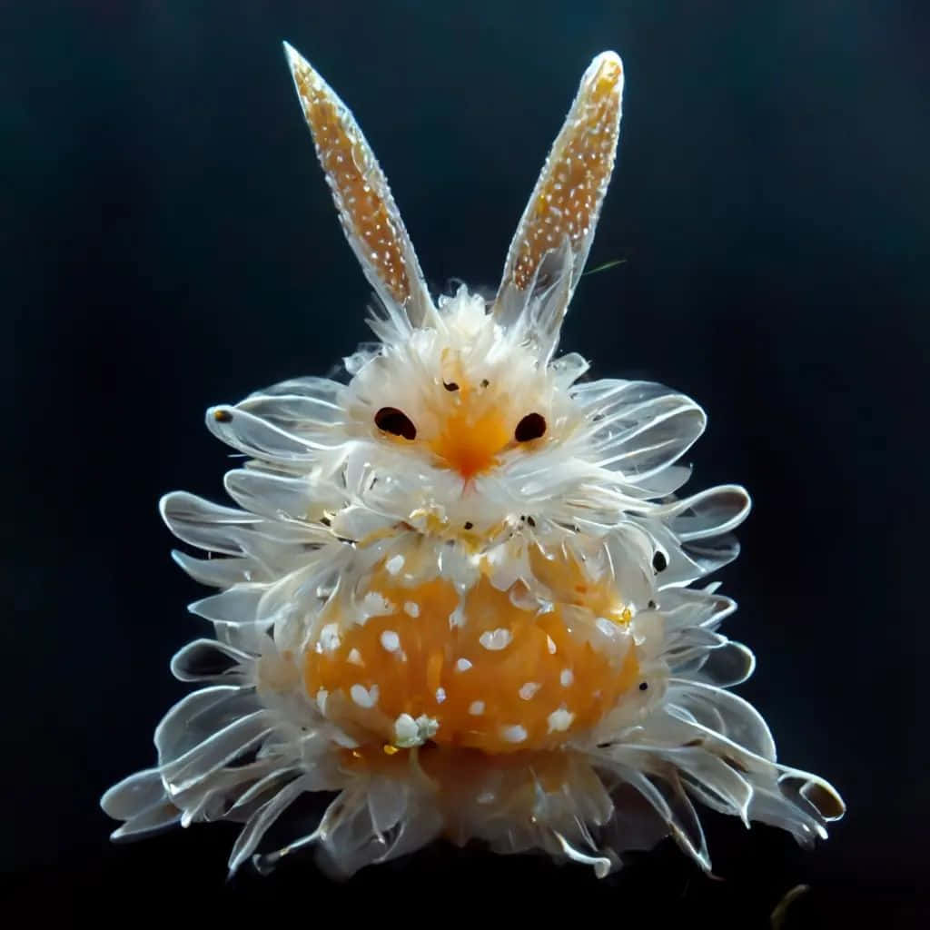 orange and white sea slug, feathery appendages, horn-like structures, SD Desktop Wallpaper