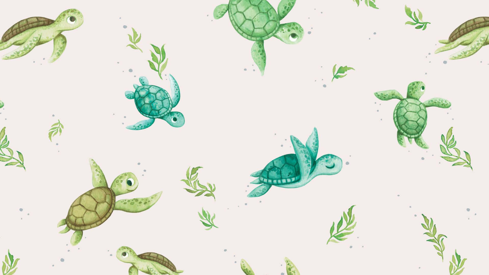 sea turtle, watercolor, seaweed, Full HD Desktop Wallpaper