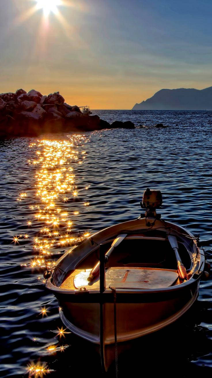 sunset, calm waters, golden light, HD Phone Wallpaper