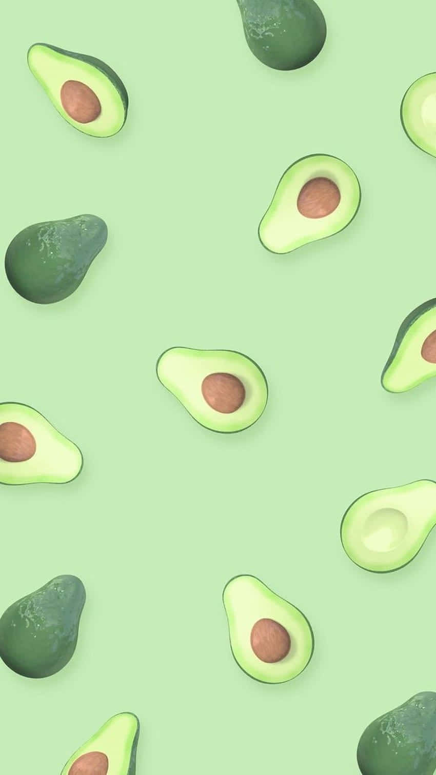 avocado pattern, mint green background, avocado halves, HD Phone Wallpaper