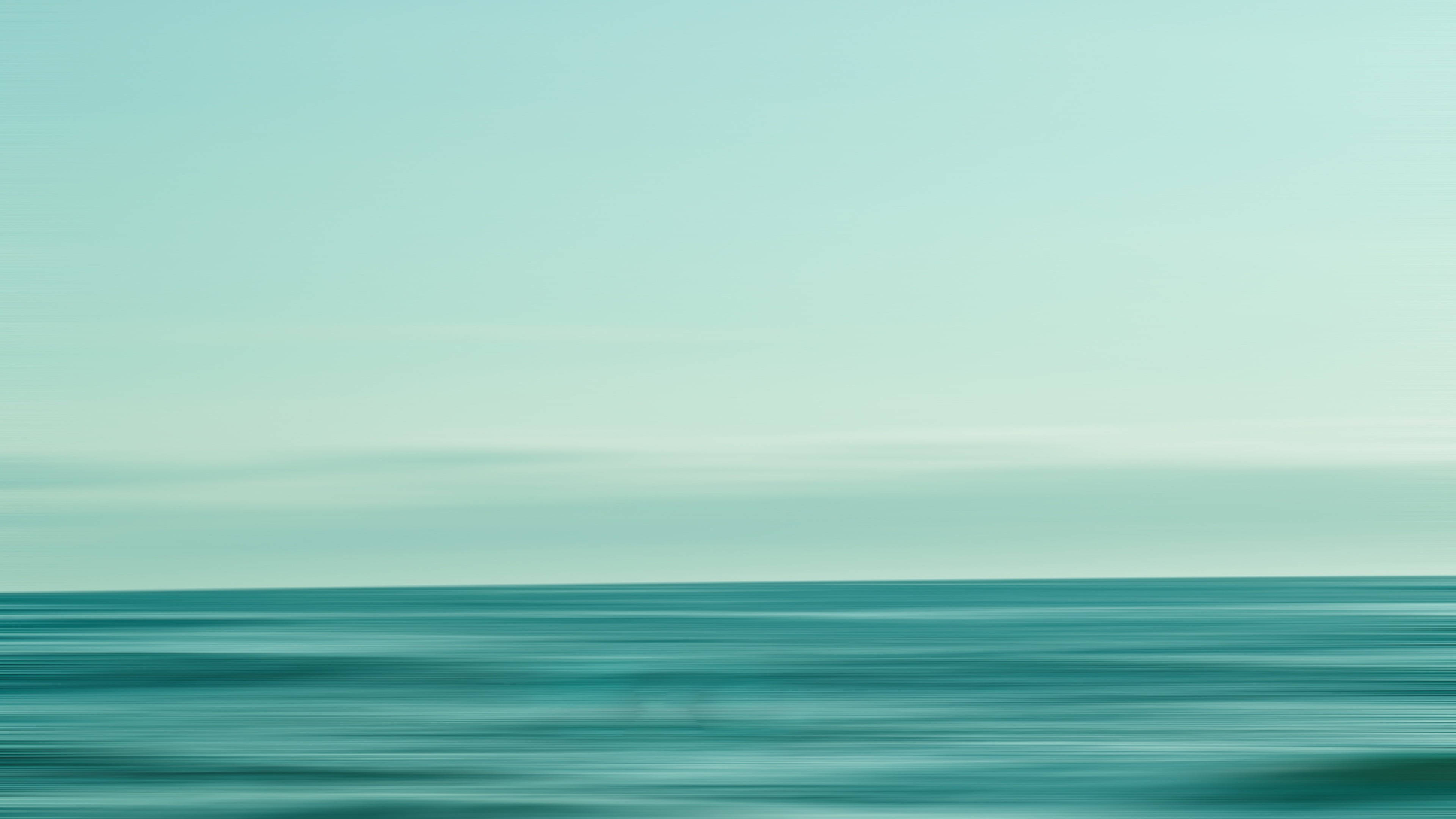 Mint Green Sea, teal waters, soft gradient sky, 4K Desktop Wallpaper