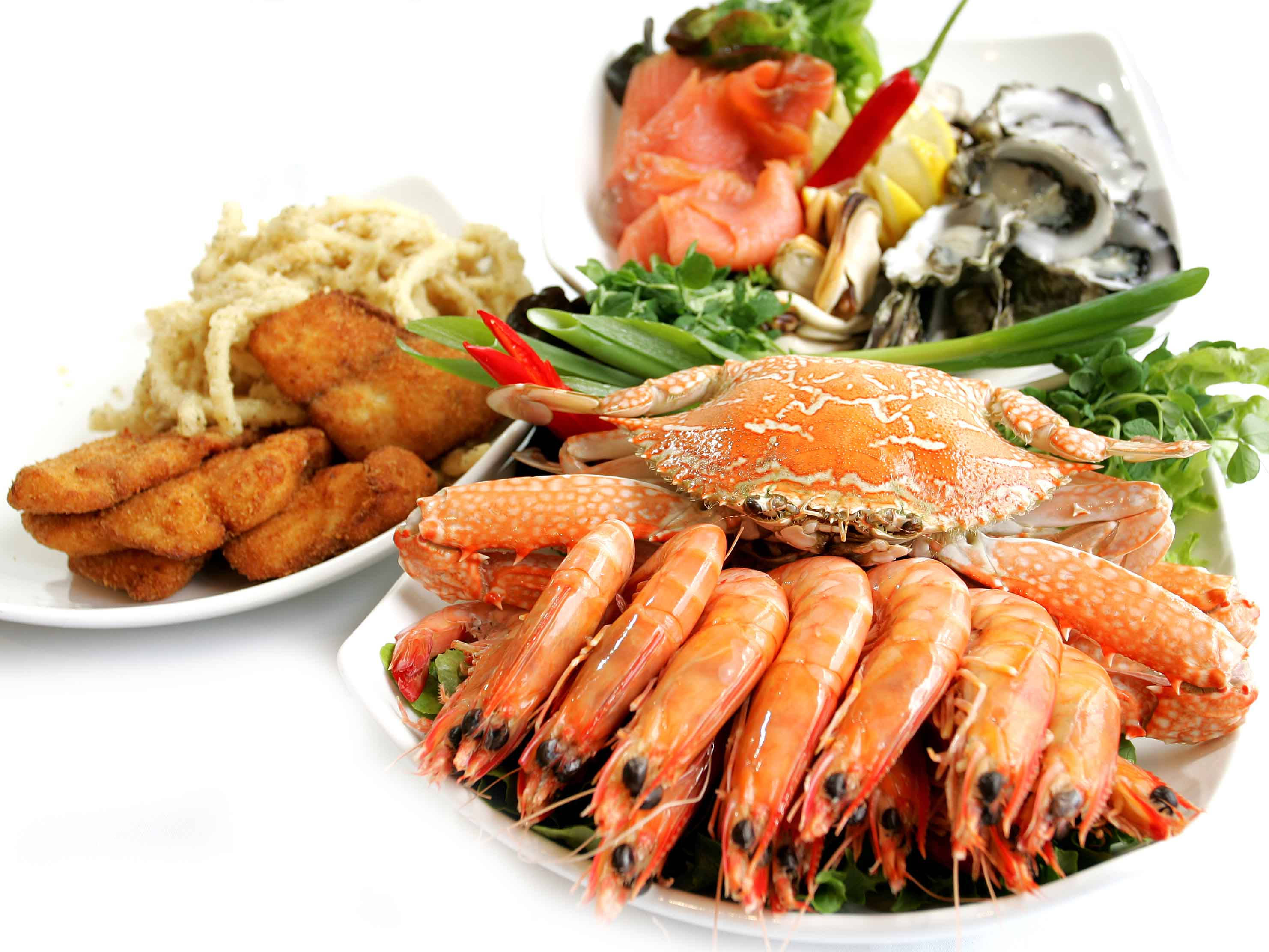 Seafood Crustacean Salad, crab, shrimp, 2K Desktop Wallpaper