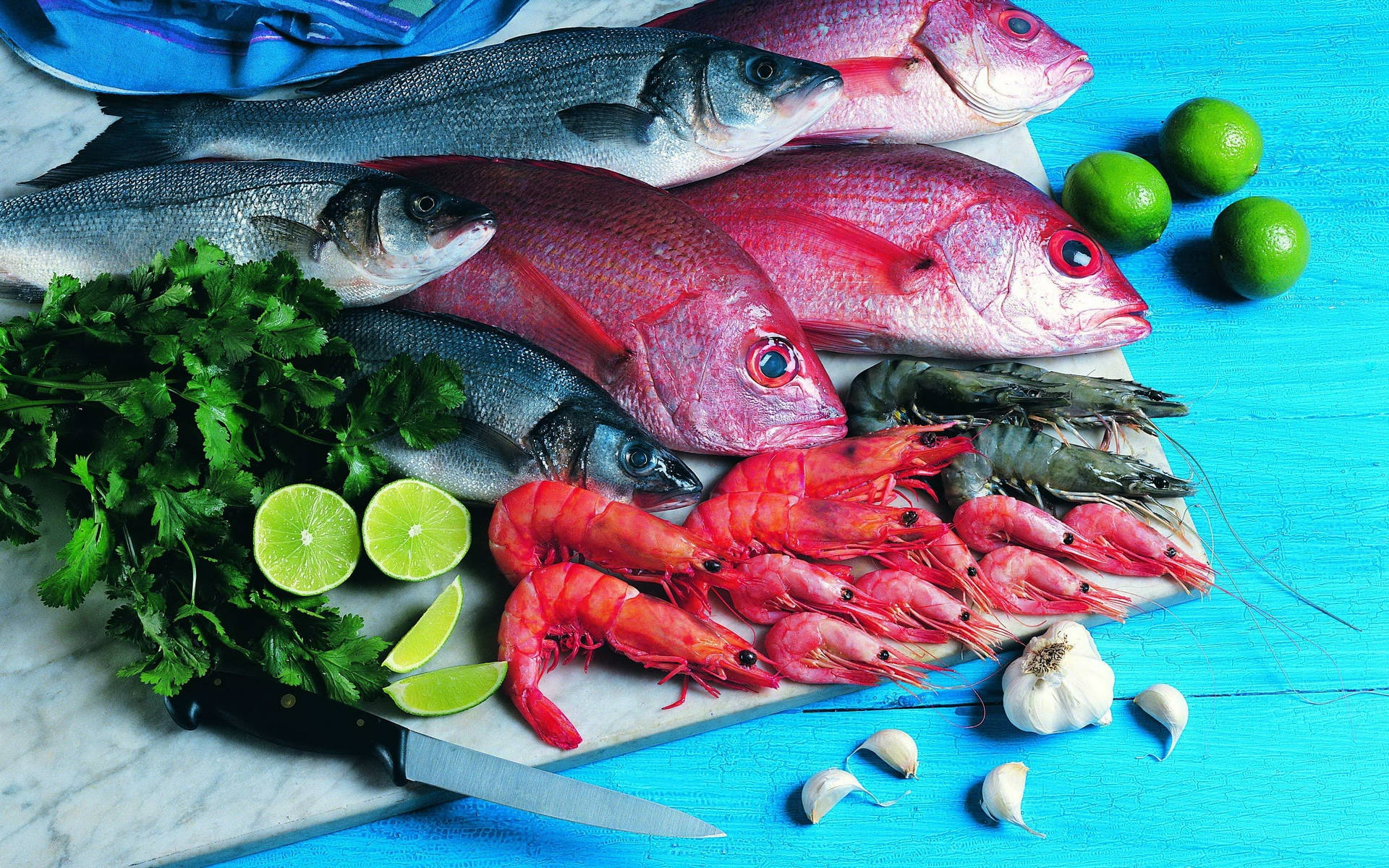 red snapper, shrimp, fish, Full HD Desktop Wallpaper